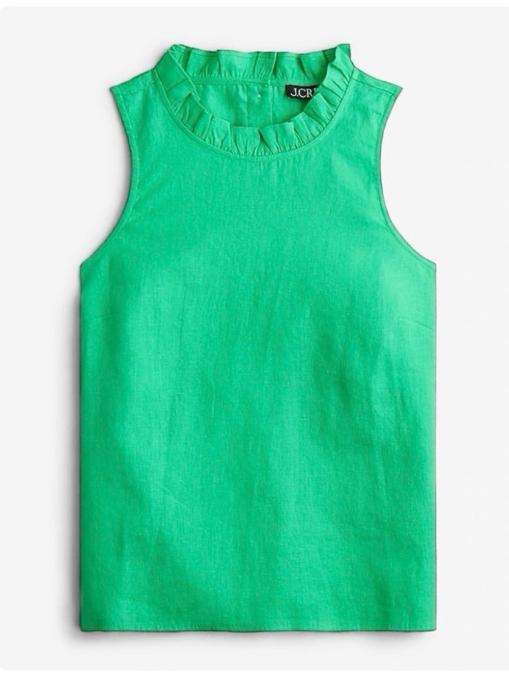 J.Crew Sleeveless Fleur 100% Linen Summer Top - Green
